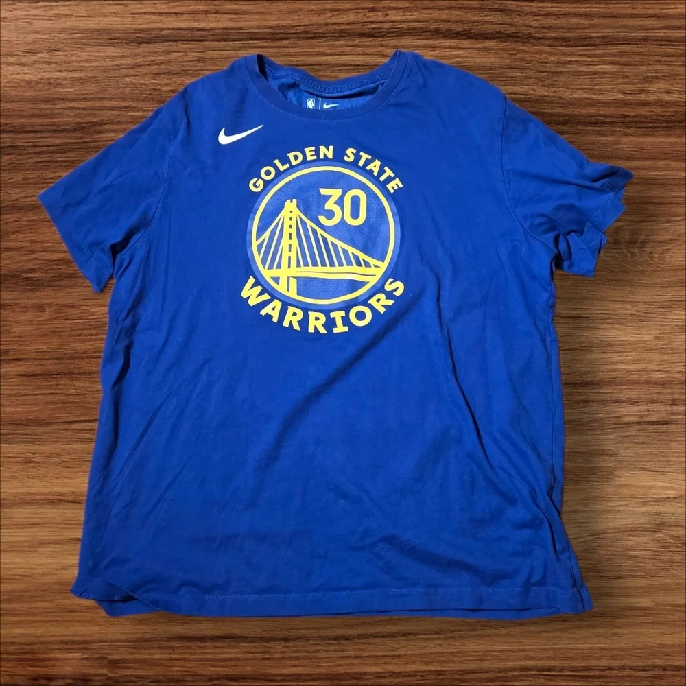 Nike Golden State Warriors NBA Basketball Blue Steph Curry 30 Dri-FIT Tee Shirt